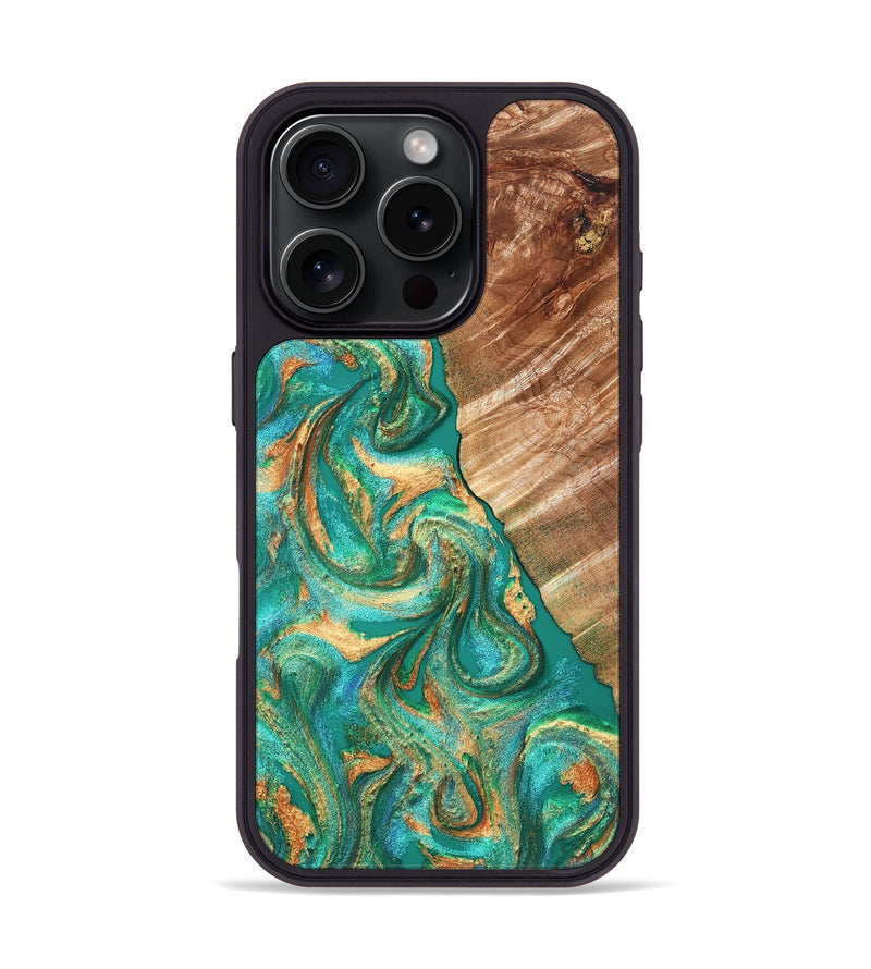 iPhone 16 Pro Wood Phone Case - Kelsea (Green, 827529)