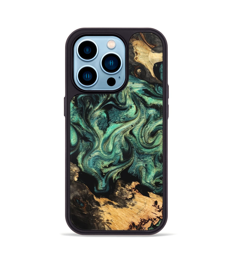 iPhone 14 Pro Wood Phone Case - Laquita (Green, 827530)