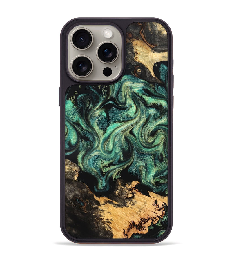 iPhone 15 Pro Max Wood Phone Case - Laquita (Green, 827530)
