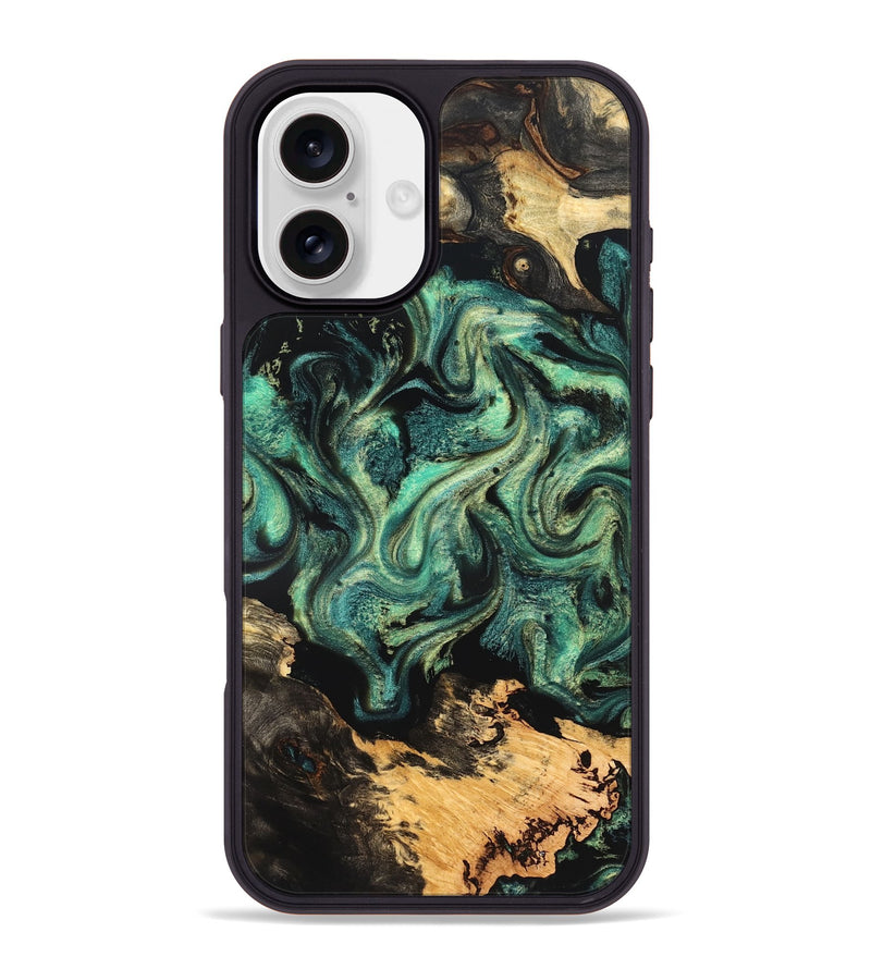 iPhone 16 Plus Wood Phone Case - Laquita (Green, 827530)