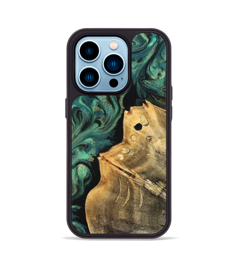 iPhone 14 Pro Wood Phone Case - Dee (Green, 827531)