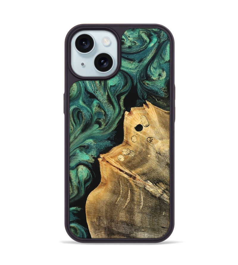 iPhone 15 Wood Phone Case - Dee (Green, 827531)