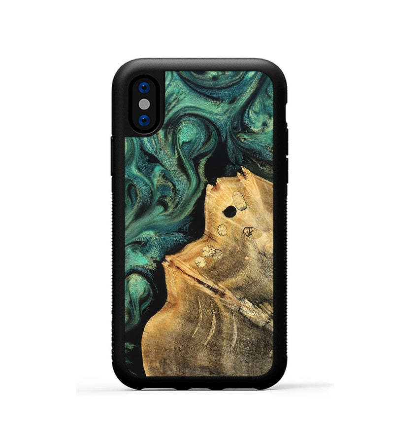 iPhone Xs Wood Phone Case - Dee (Green, 827531)