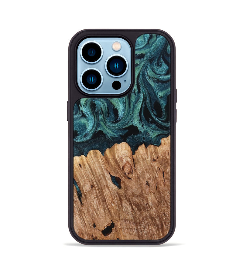 iPhone 14 Pro Wood Phone Case - Chace (Green, 827532)