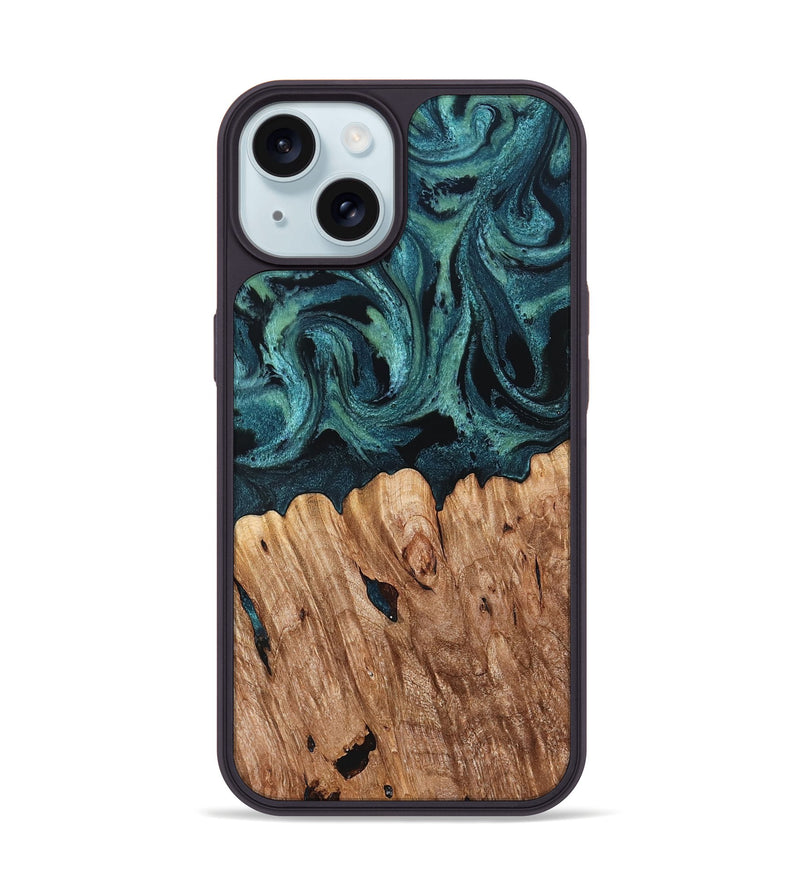 iPhone 15 Wood Phone Case - Chace (Green, 827532)