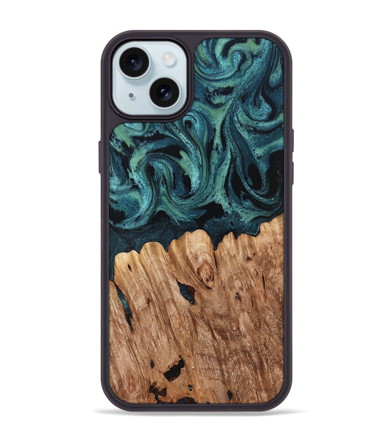 iPhone 15 Plus Wood Phone Case - Chace (Green, 827532)