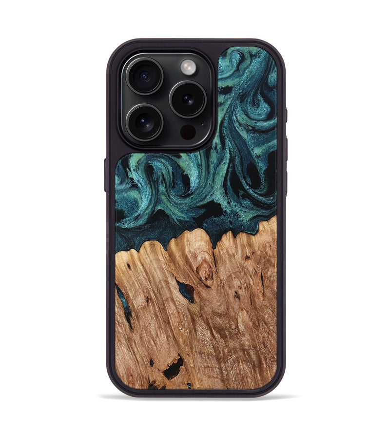 iPhone 15 Pro Wood Phone Case - Chace (Green, 827532)