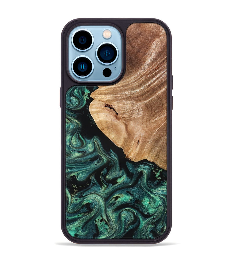 iPhone 14 Pro Max Wood Phone Case - Jeffry (Green, 827533)