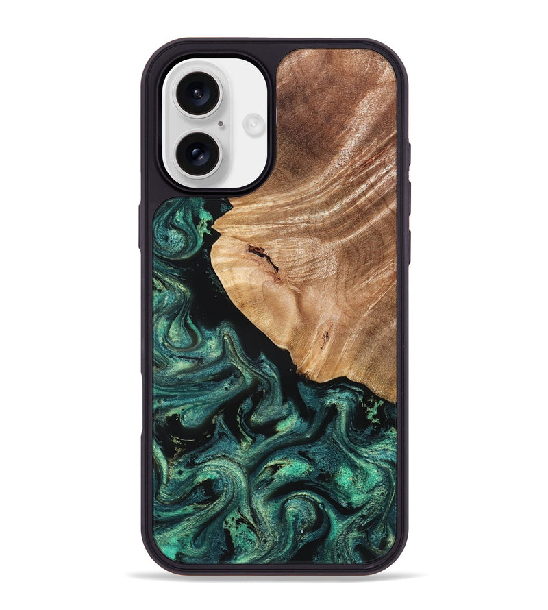 iPhone 16 Plus Wood Phone Case - Jeffry (Green, 827533)