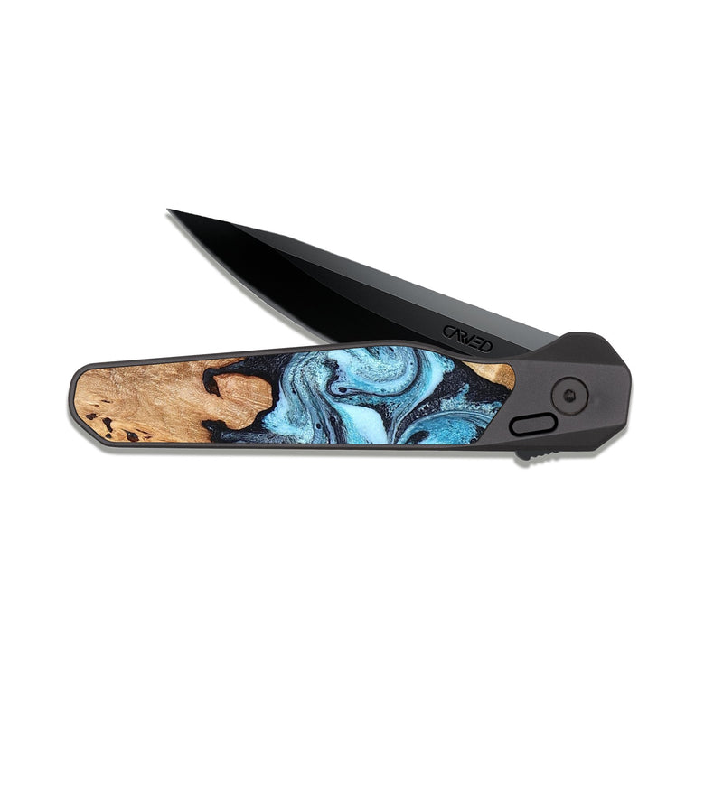 EDC Dark Slate Wood Pocket Knife - Dillan (Blue, 827535)
