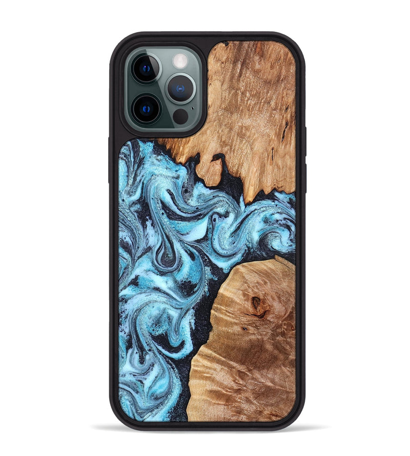 iPhone 12 Pro Max Wood Phone Case - Dillan (Blue, 827535)