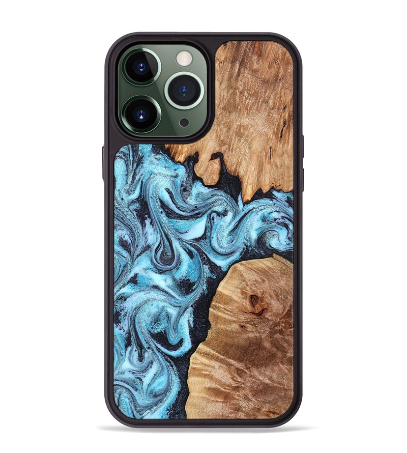 iPhone 13 Pro Max Wood Phone Case - Dillan (Blue, 827535)