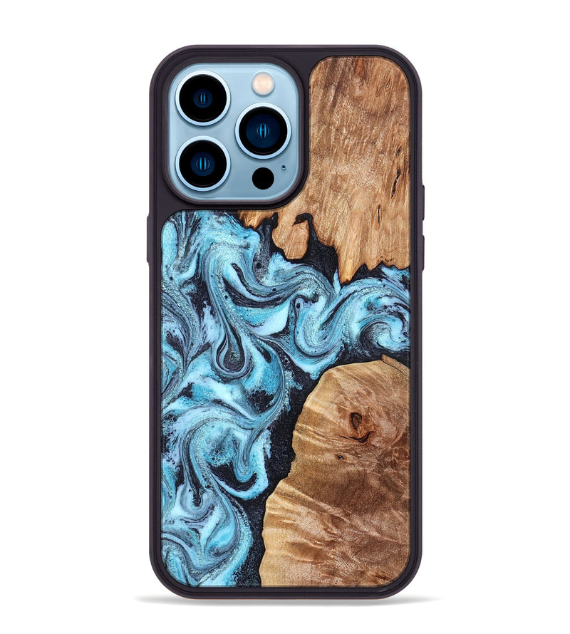 iPhone 14 Pro Max Wood Phone Case - Dillan (Blue, 827535)
