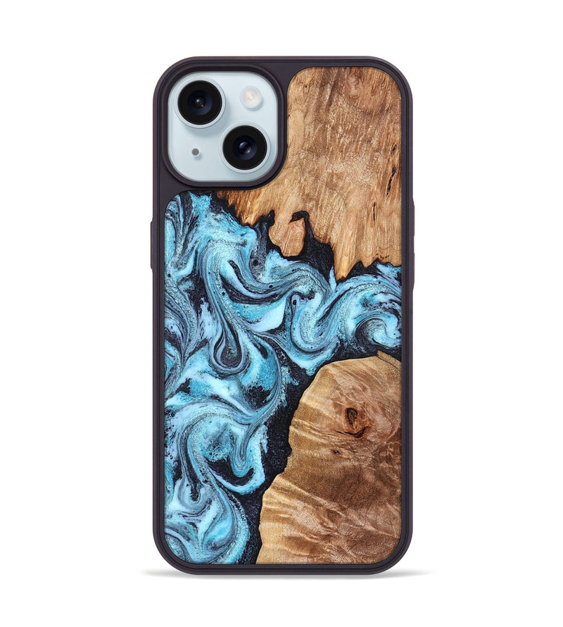 iPhone 15 Wood Phone Case - Dillan (Blue, 827535)