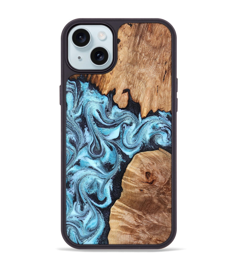 iPhone 15 Plus Wood Phone Case - Dillan (Blue, 827535)