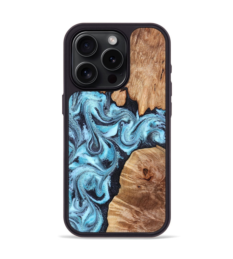 iPhone 15 Pro Wood Phone Case - Dillan (Blue, 827535)