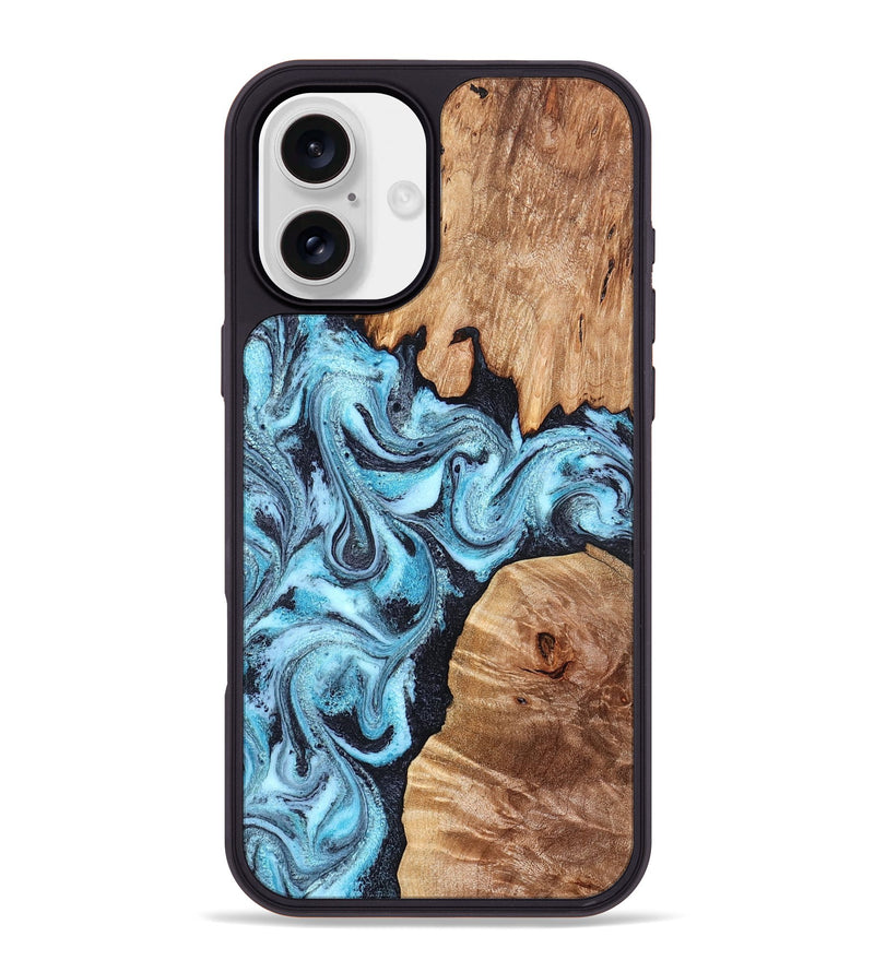 iPhone 16 Plus Wood Phone Case - Dillan (Blue, 827535)