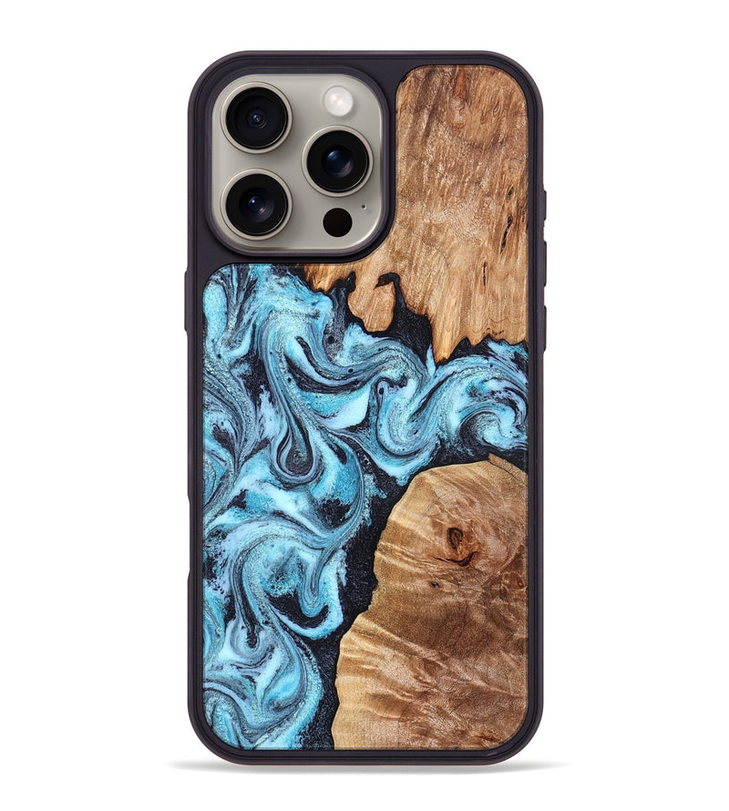 iPhone 16 Pro Max Wood Phone Case - Dillan (Blue, 827535)