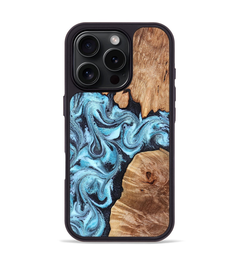 iPhone 16 Pro Wood Phone Case - Dillan (Blue, 827535)