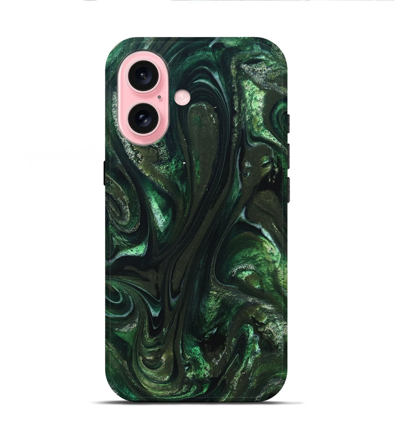iPhone 16 ResinArt Live Edge Phone Case - Alivia (Green, 827541)