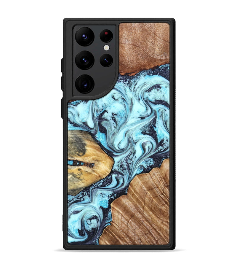 Galaxy S22 Ultra Wood Phone Case - Earline (Blue, 827567)