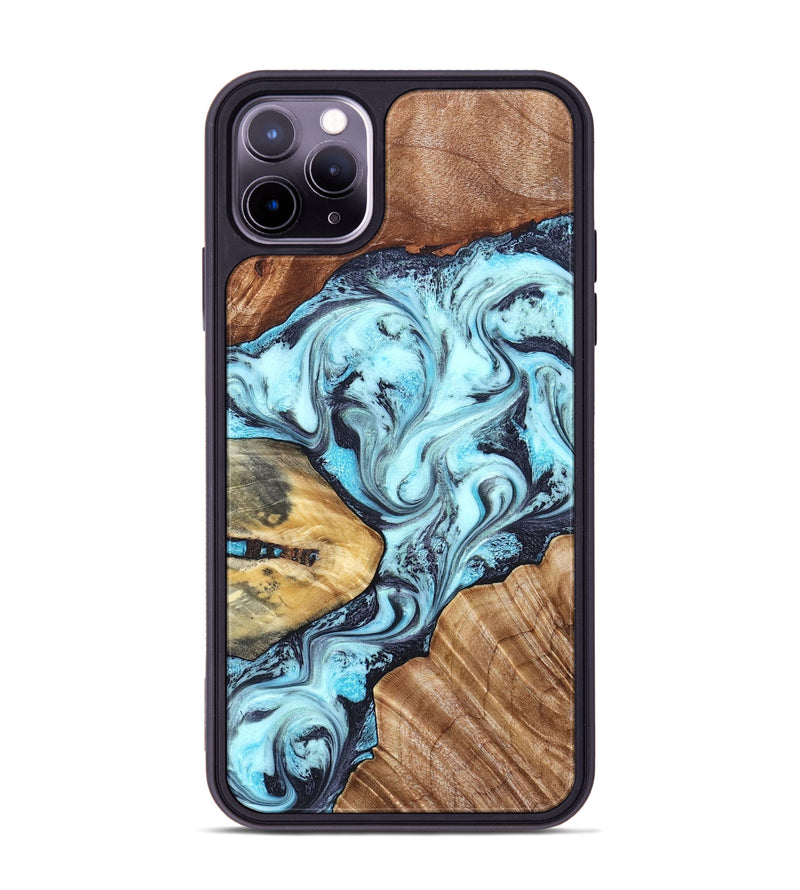 iPhone 11 Pro Max Wood Phone Case - Earline (Blue, 827567)