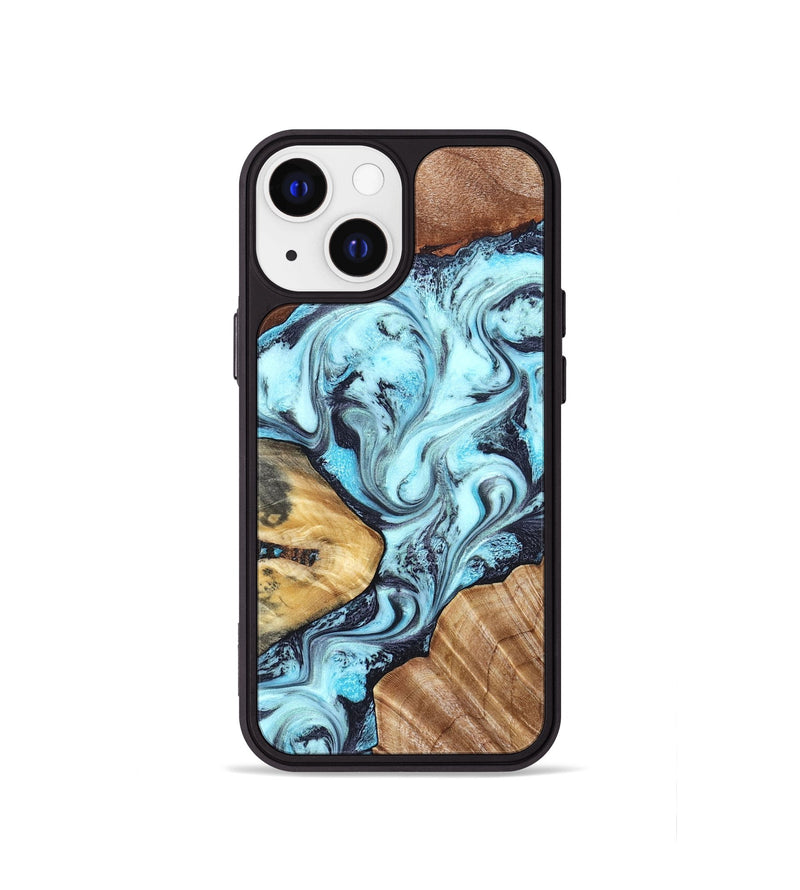 iPhone 13 mini Wood Phone Case - Earline (Blue, 827567)