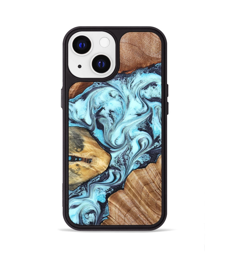 iPhone 13 Wood Phone Case - Earline (Blue, 827567)
