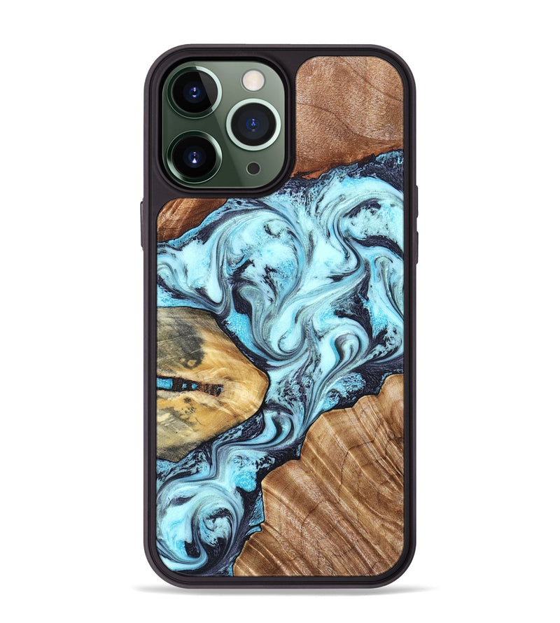 iPhone 13 Pro Max Wood Phone Case - Earline (Blue, 827567)