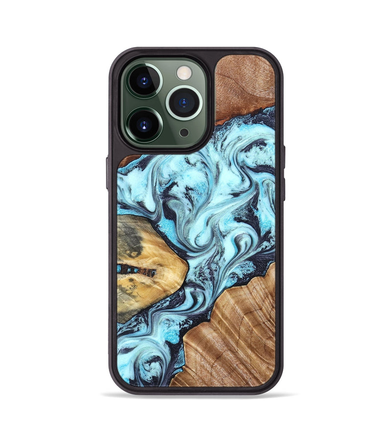 iPhone 13 Pro Wood Phone Case - Earline (Blue, 827567)