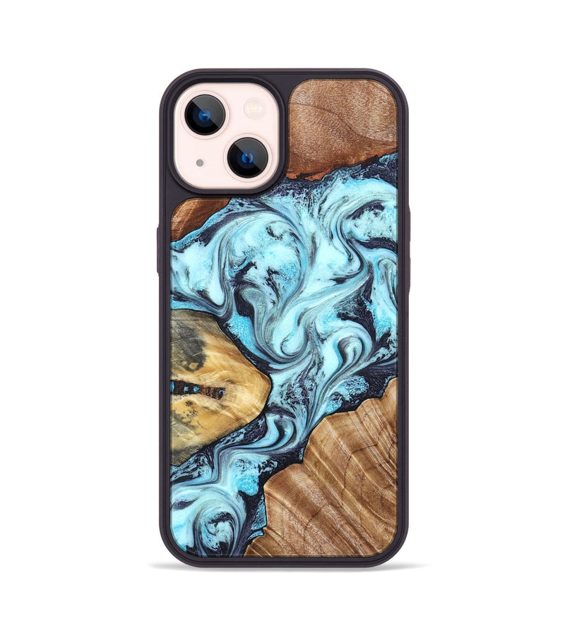 iPhone 14 Wood Phone Case - Earline (Blue, 827567)
