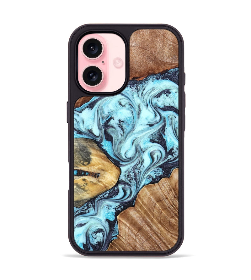 iPhone 16 Wood Phone Case - Earline (Blue, 827567)