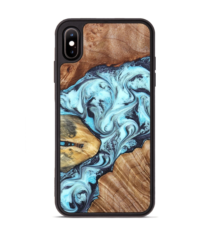 iPhone Xs Max Wood Phone Case - Earline (Blue, 827567)