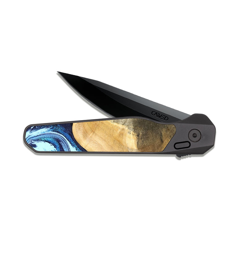 EDC Dark Slate Wood Pocket Knife - Zakary (Blue, 827568)