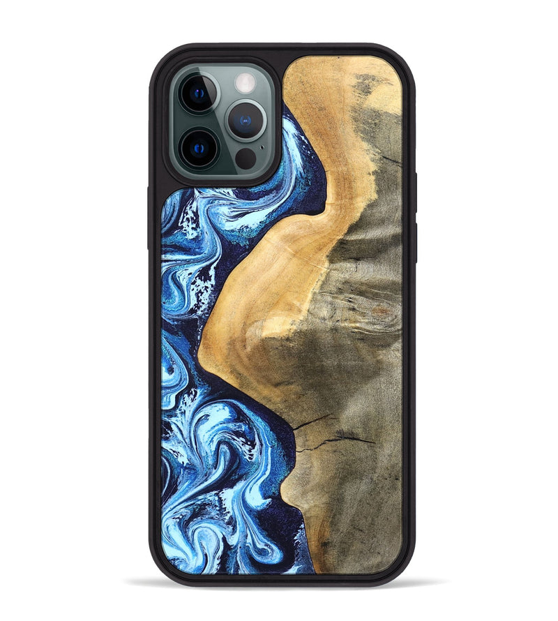iPhone 12 Pro Max Wood Phone Case - Zakary (Blue, 827568)
