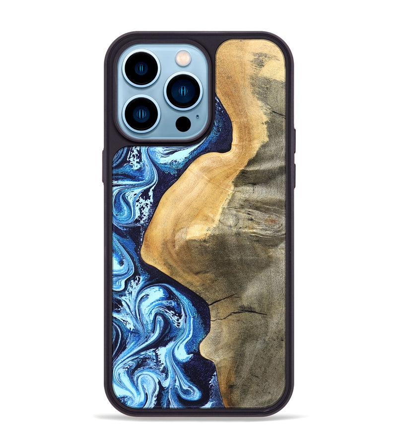 iPhone 14 Pro Max Wood Phone Case - Zakary (Blue, 827568)