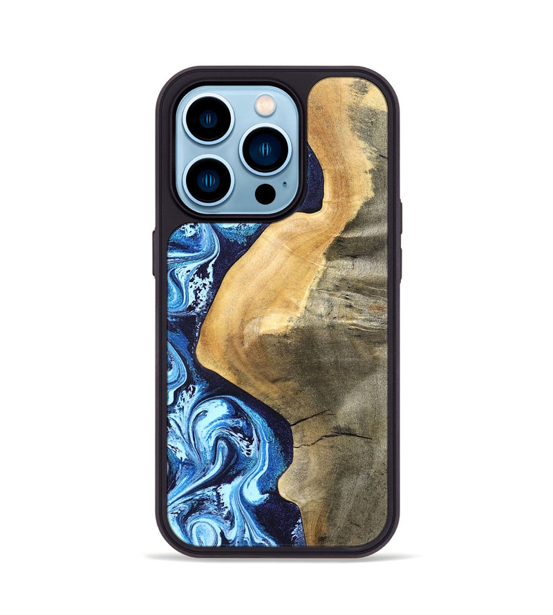 iPhone 14 Pro Wood Phone Case - Zakary (Blue, 827568)
