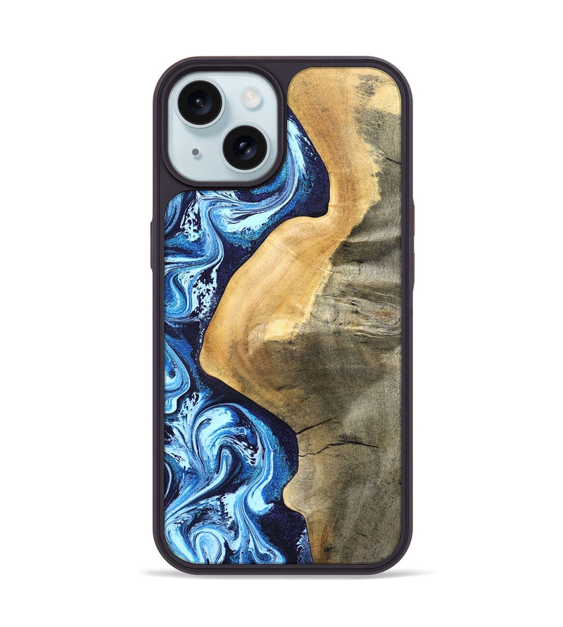 iPhone 15 Wood Phone Case - Zakary (Blue, 827568)