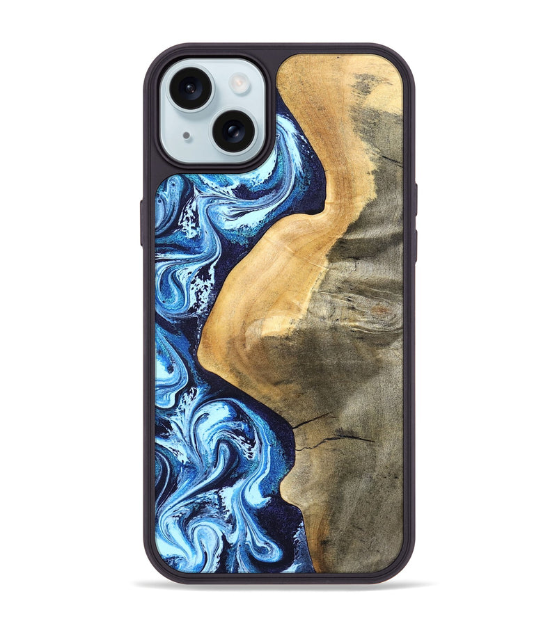 iPhone 15 Plus Wood Phone Case - Zakary (Blue, 827568)