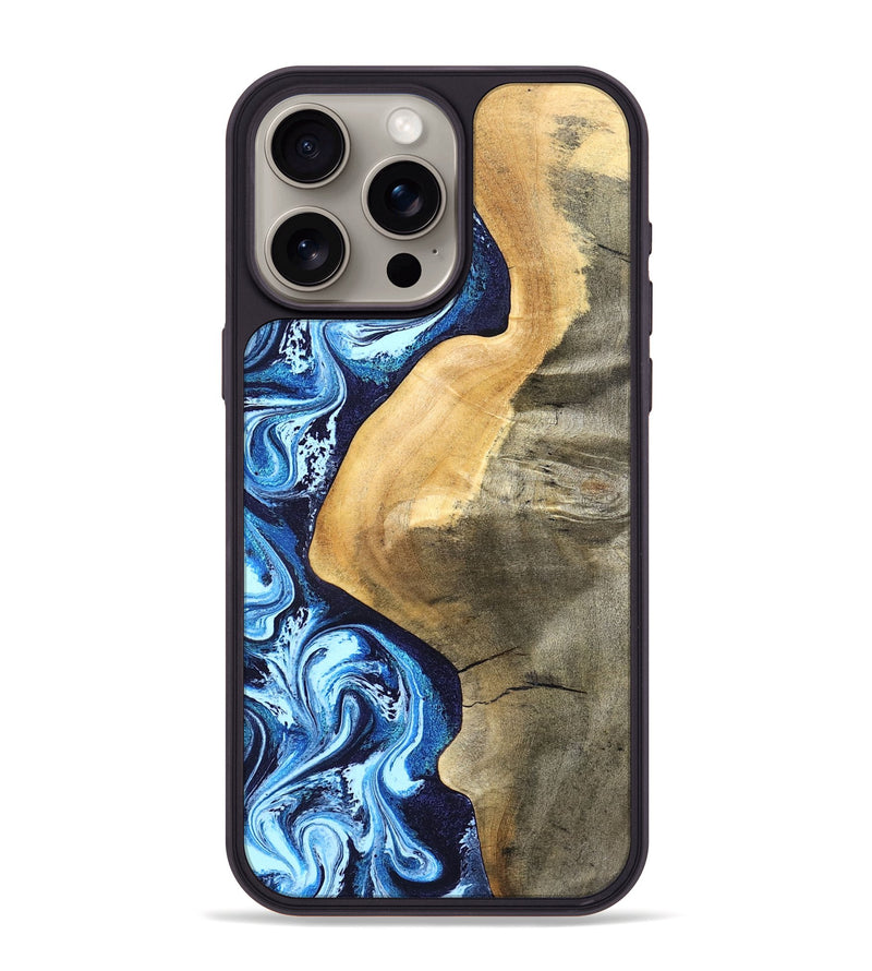 iPhone 15 Pro Max Wood Phone Case - Zakary (Blue, 827568)