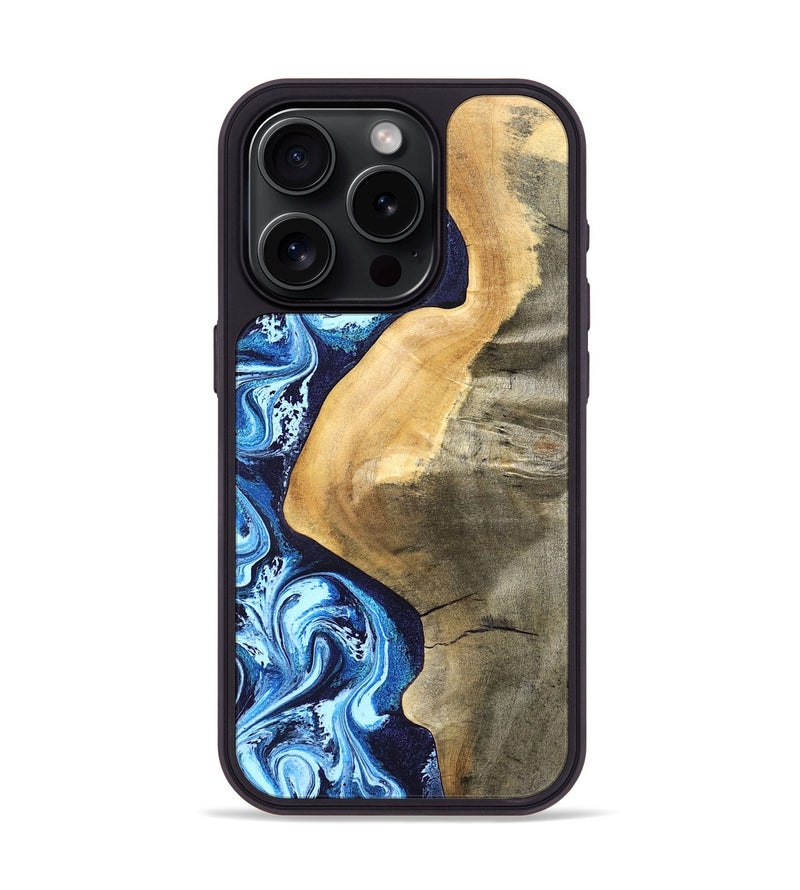 iPhone 15 Pro Wood Phone Case - Zakary (Blue, 827568)