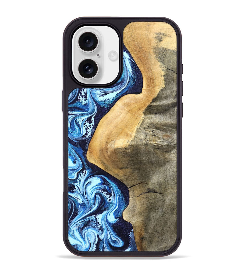 iPhone 16 Plus Wood Phone Case - Zakary (Blue, 827568)