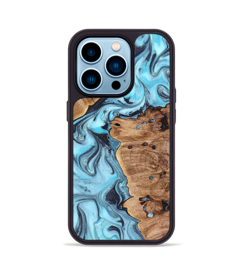 iPhone 14 Pro Wood Phone Case - Jax (Blue, 827572)