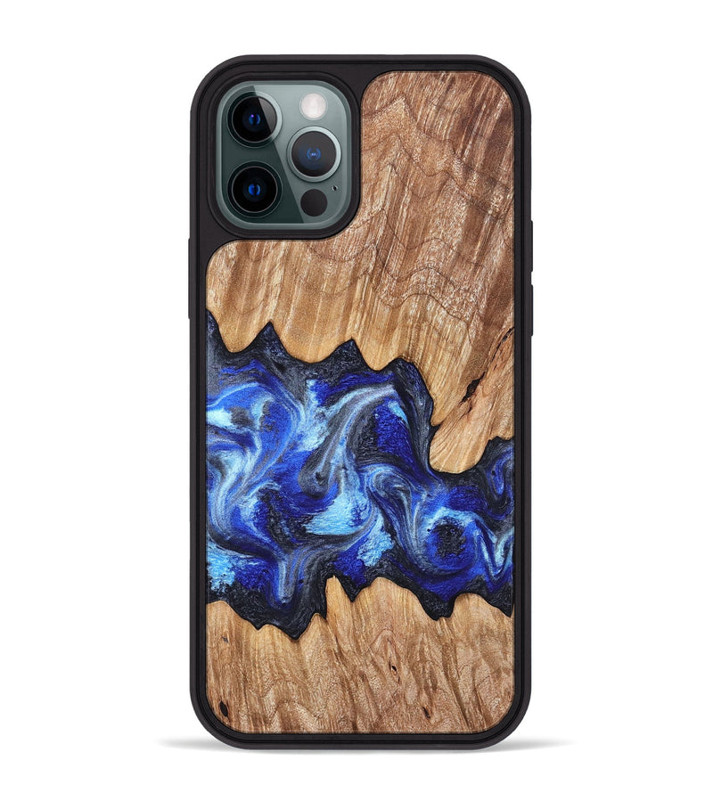 iPhone 12 Pro Max Wood Phone Case - Davon (Blue, 827573)