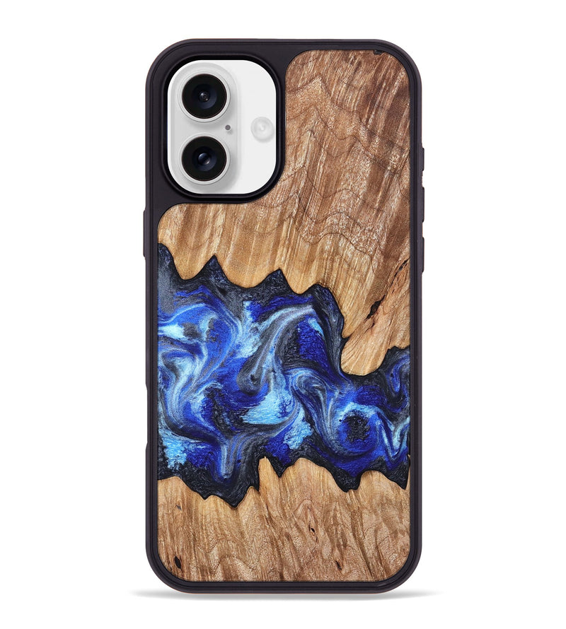 iPhone 16 Plus Wood Phone Case - Davon (Blue, 827573)