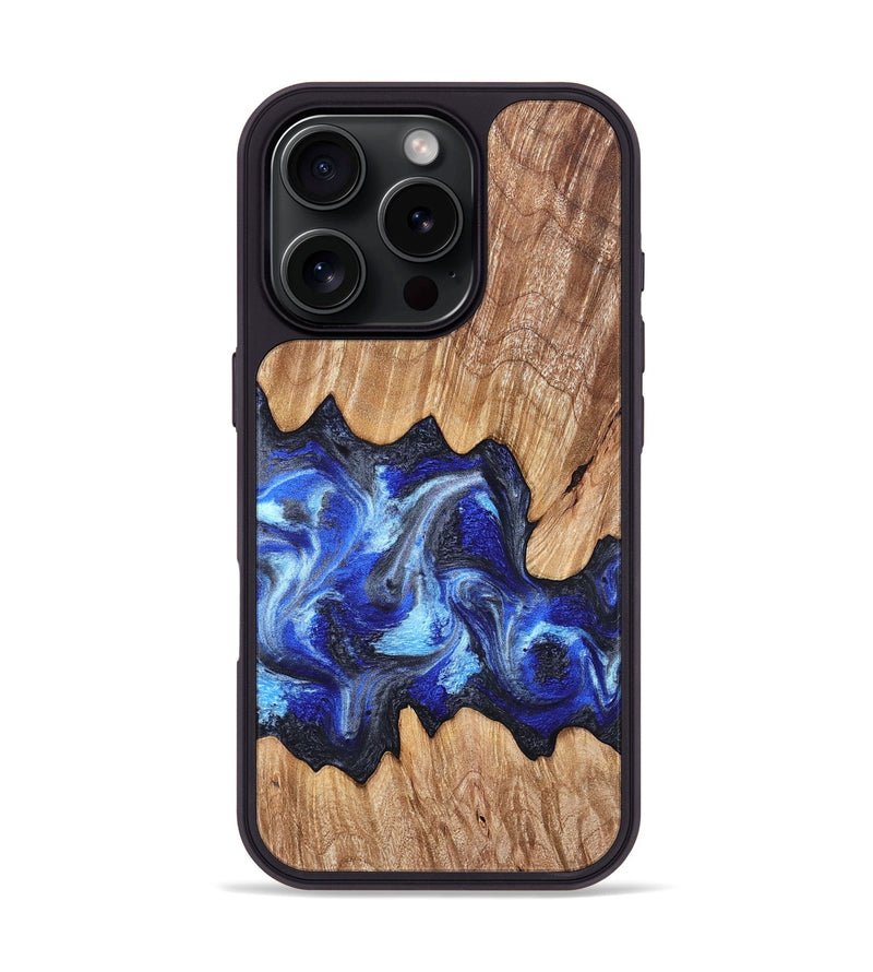 iPhone 16 Pro Wood Phone Case - Davon (Blue, 827573)