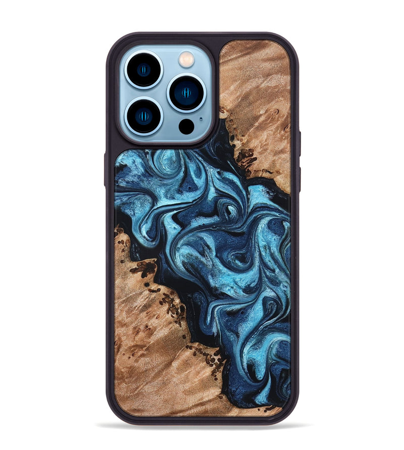 iPhone 14 Pro Max Wood Phone Case - Dakari (Blue, 827574)