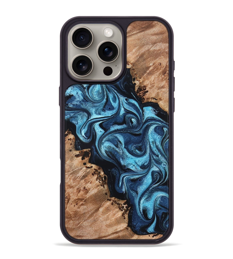 iPhone 16 Pro Max Wood Phone Case - Dakari (Blue, 827574)