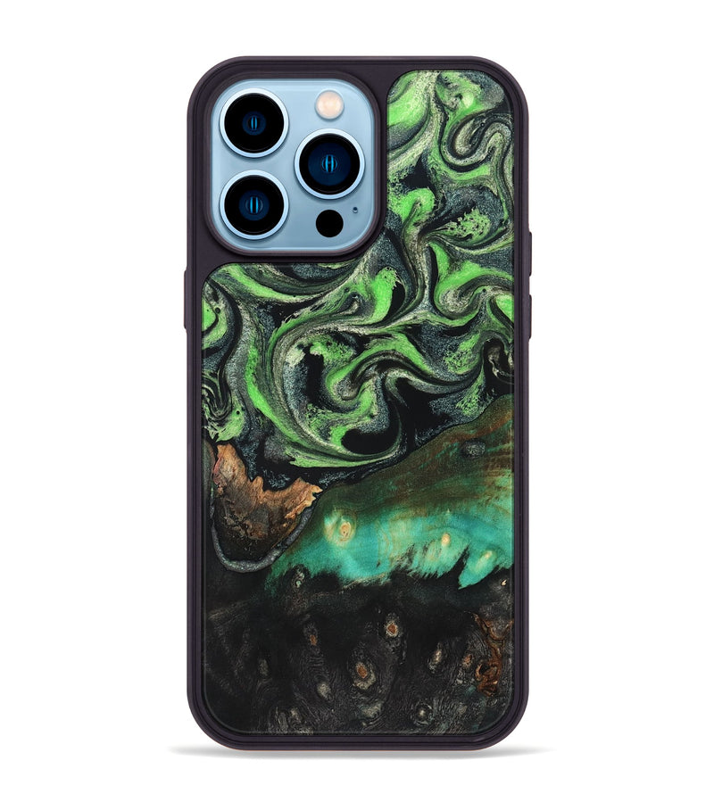 iPhone 14 Pro Max Wood Phone Case - Kay (Green, 827577)