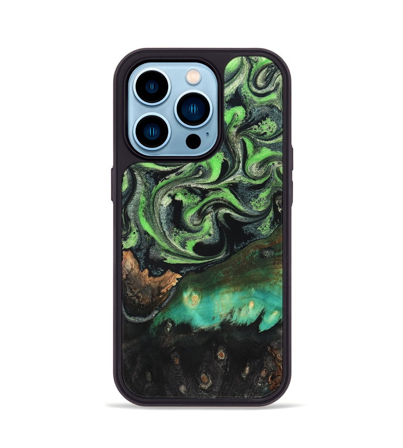 iPhone 14 Pro Wood Phone Case - Kay (Green, 827577)